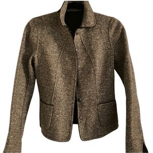 Elie Tahari Reversible Brown Tweed Wool Blazer Small Size 4